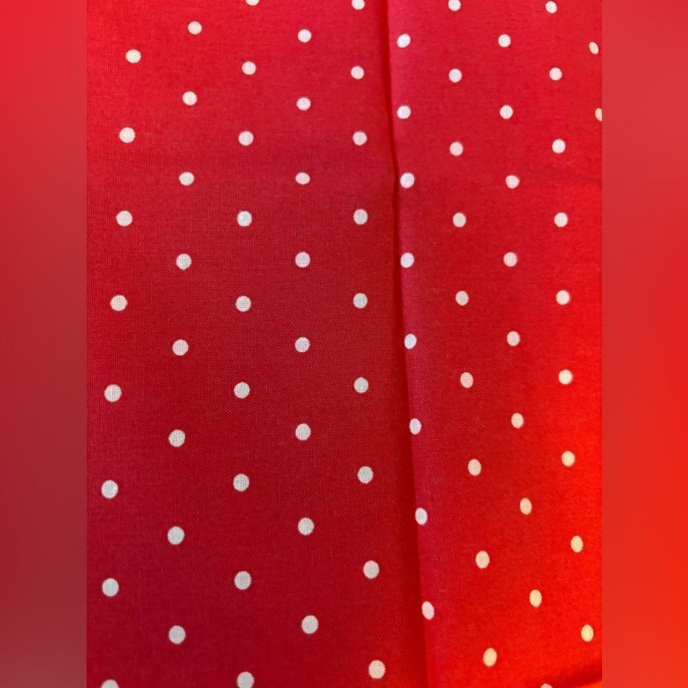 2 NEW Red Polka Dot Print Fabric Fat Quarters 18” x 21”